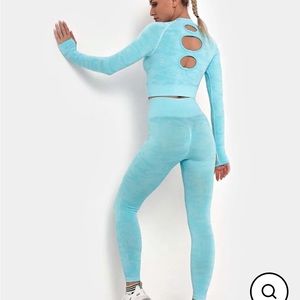 Gymshark Camo Seamless Long Sleeve Crop Top and leggings